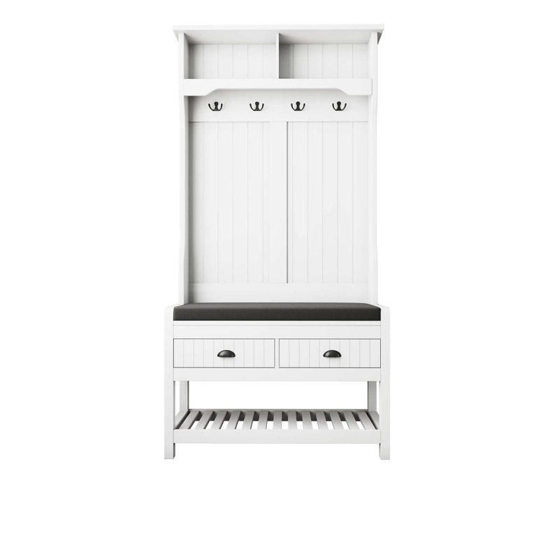 Red Barrel Studio® Hall Tree with 4 Hooks and Hinged Lid, Coat Hanger